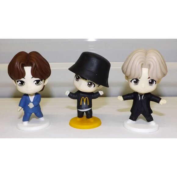 BTS McDonalds Collaboration Mini Figurines Set Of 3 Tinytan Jung Kook V - Picture 2 of 10
